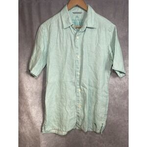 Tommy Bahama Relax Shirt Mens Small Green Button Short Sleeve 100% Linen Spring‎